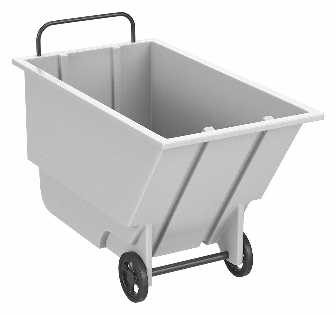 General Purpose Plastic Tilt Truck: 9 cu ft Cubic Foot Capacity, White, Raised