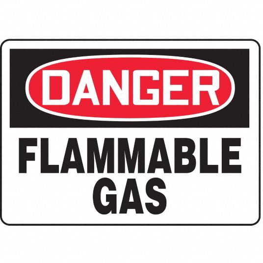 Danger Sign, Flammable Gas, Header Danger, Rectangle, 10 in Height, 14 ...