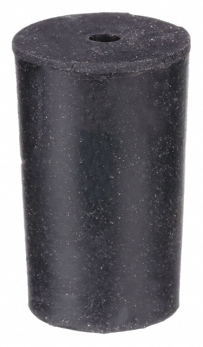 Stopper: Natural Rubber, 0 Stopper Size, 13 mm Bottom Dia, 17 mm Top Dia, 25 mm Overall Ht, Stopper