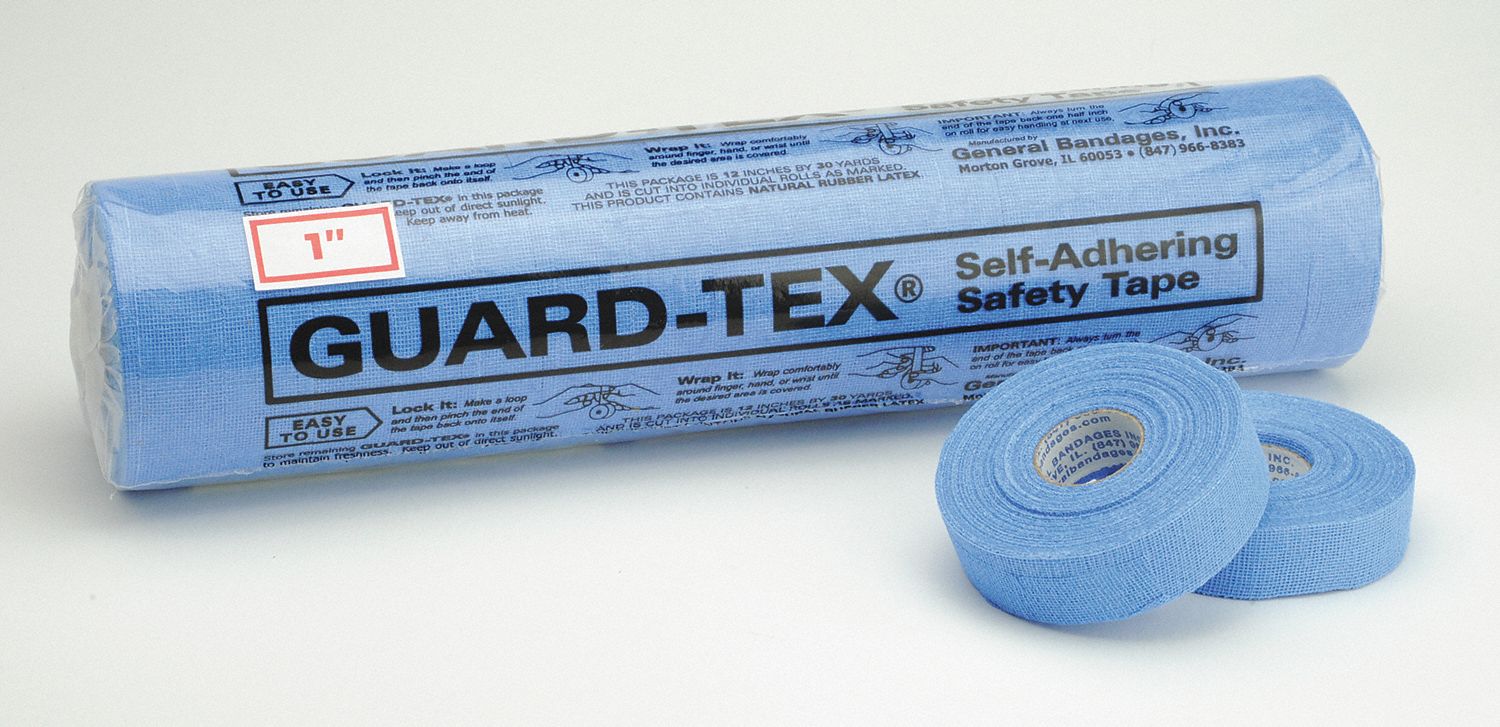 First Aid Tape: Blue, Cotton Gauze, 1 in Wd, 30 yd Lg, 12 PK