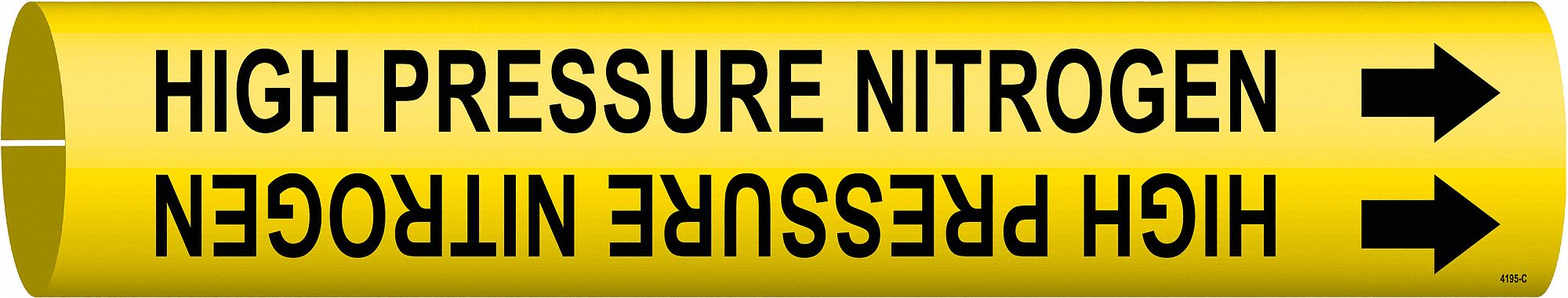Pipe Marker: High Pressure Nitrogen, Yellow, Black, Fits 2 1/2 to 3 7/8 in Pipe O.D., 1 Pipe Markers