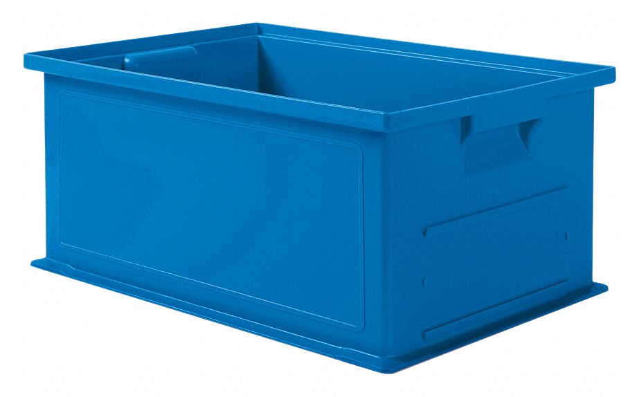 SOLID WALL STACKING CNTNER,19X13X8,BLUE