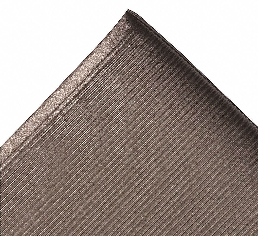 ANTIFATIGUE MAT, RIBBED, 3 X 6 FT, ½ IN THICK, BLACK, PVC FOAM, BEVELED EDGE