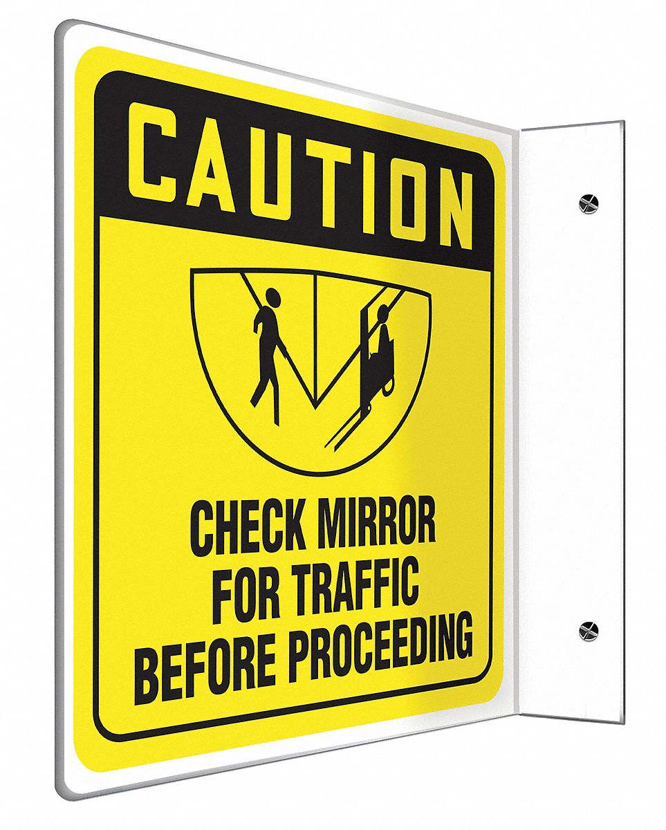 Caution Sign,8 x 8In,BK/YEL,ACRYL,ENG
