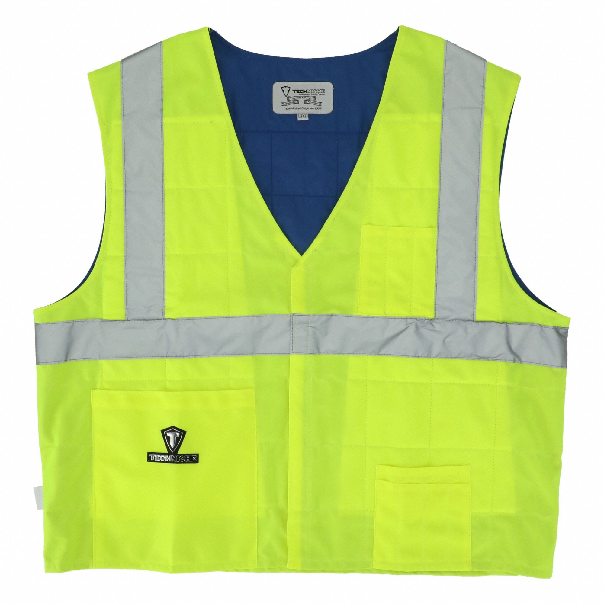 Cooling Vest: Evaporative - Soak, XL, Hi-Vis Yellow, Polyester, 5 to 10 hr, Hook-and-Loop