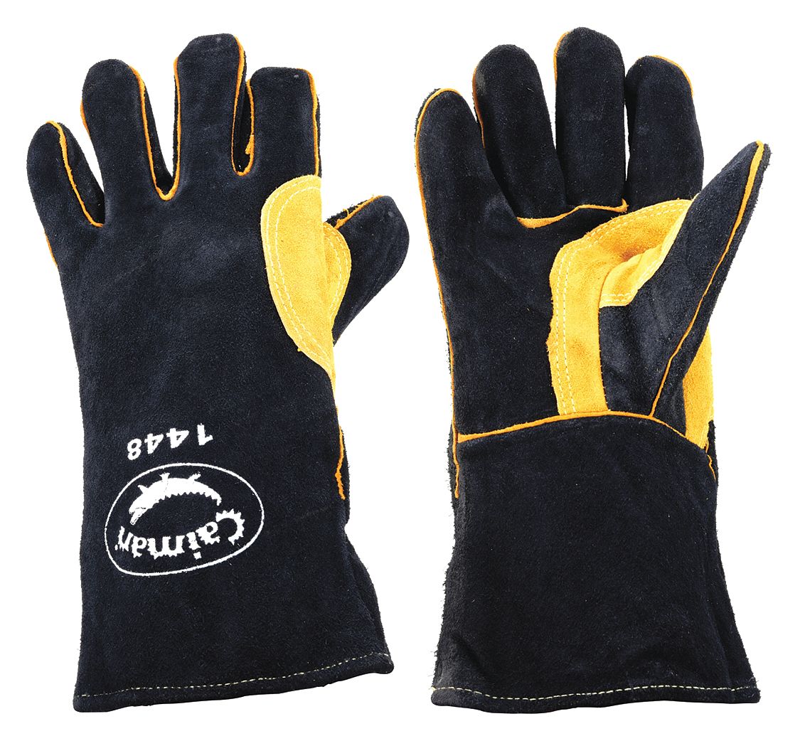 GANTS DE SOUDURE,POUCE NATUREL,MANCHETTE DE GANTELET,CUIR FENDU ALUMINISÉ,1448