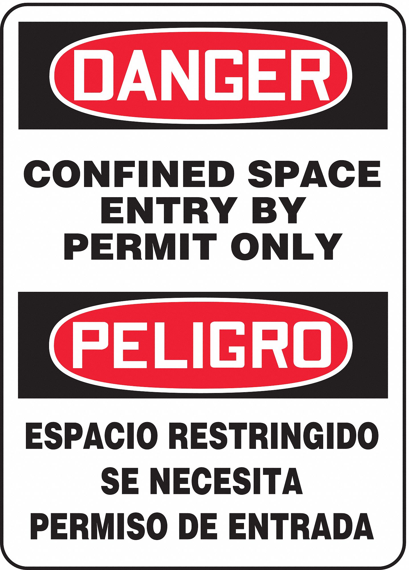 SpanishBilingual Danger Sign, Vinyl, Rectangle, English, Spanish