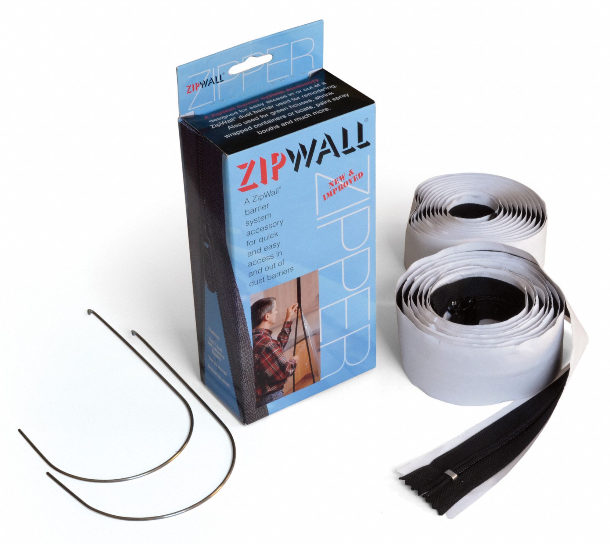ZIPWALL, Zipper, 2 in Wd, Zipwall Standard SelfAdhesive Zipper 9VD84AZ2 Grainger