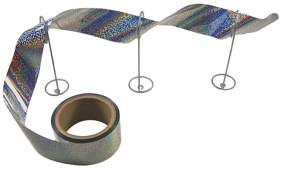 VISUAL BIRD REPELLERS, SILVER, 500 FT LENGTH, 4 IN WIDTH