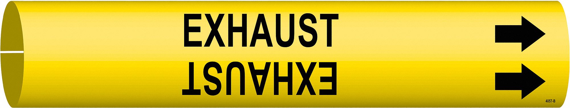 Pipe Marker: Exhaust, Yellow, Black, Fits 1 1/2 to 2 3/8 in Pipe O.D., 1 Pipe Markers, With Arrows