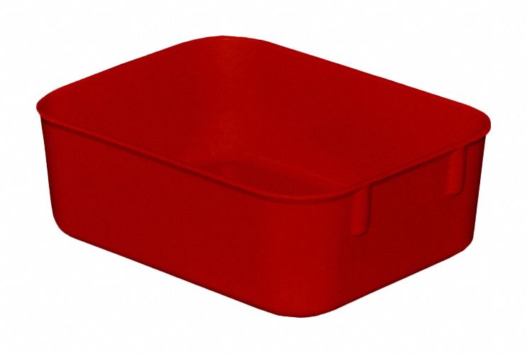 Nesting Tote: 0.2 gal, 6 1/8 in x 4 7/8 in x 2 1/8 in, -60°F to 250°F, Red, Solid