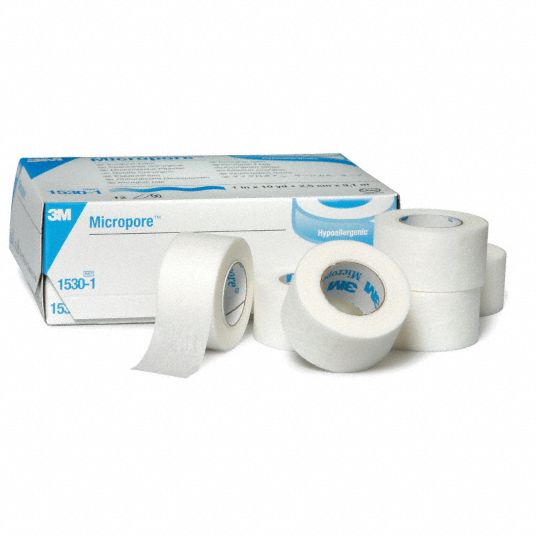 Surgical Tape, White, Waterproof No, Paper, 1 in Width, 10 yd Length
