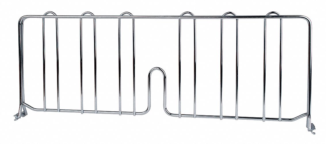 SHELF DIVIDER, 24 IN X 2 IN X 8 IN, STEEL, CHROME PLATED