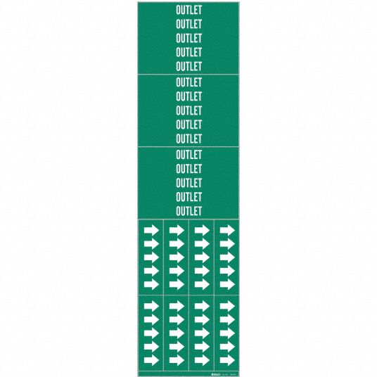 Outlet, Green, Pipe Marker - 9W143|7205-3C - Grainger