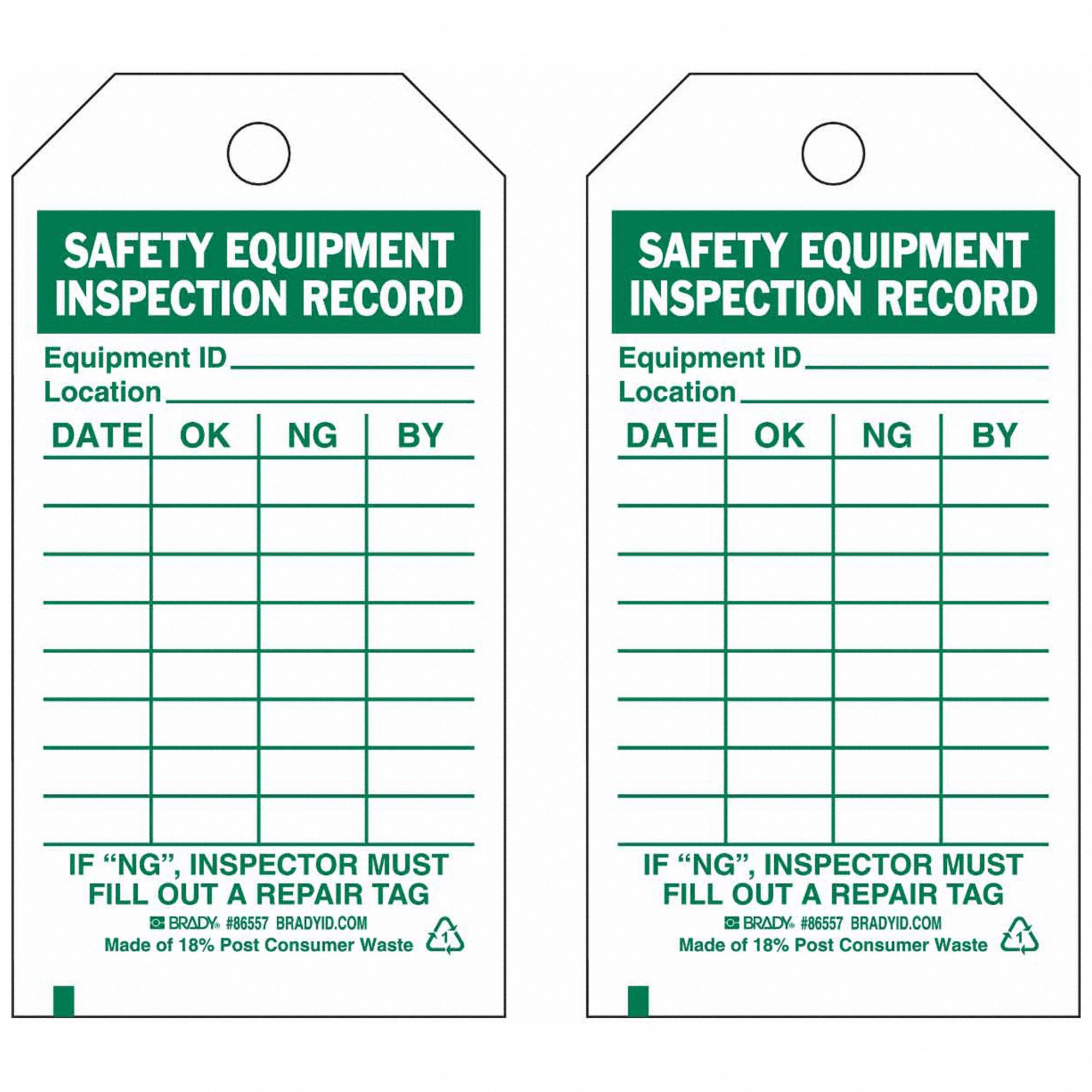 Tag Green/White 5-3/4inH 3inW PK10