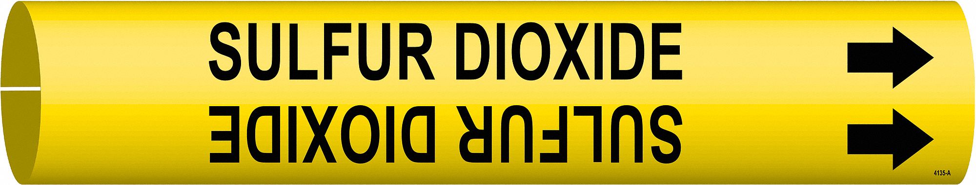 Pipe Marker: Sulfur Dioxide, Yellow, Black, Fits 3/4 to 1 3/8 in Pipe O.D., 1 Pipe Markers