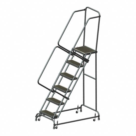 6 Step Rolling Ladder Rubber Mat Step Tread 93 In Overall Height 450