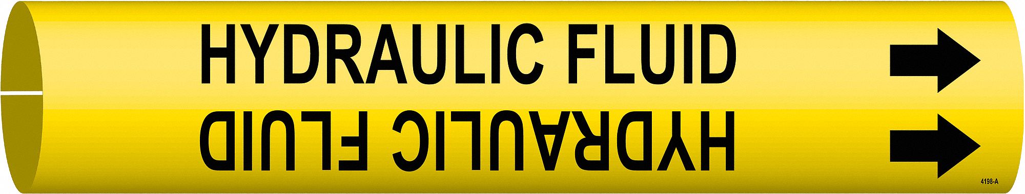 Pipe Marker: Hydraulic Fluid, Yellow, Black, Fits 3/4 to 1 3/8 in Pipe O.D., 1 Pipe Markers