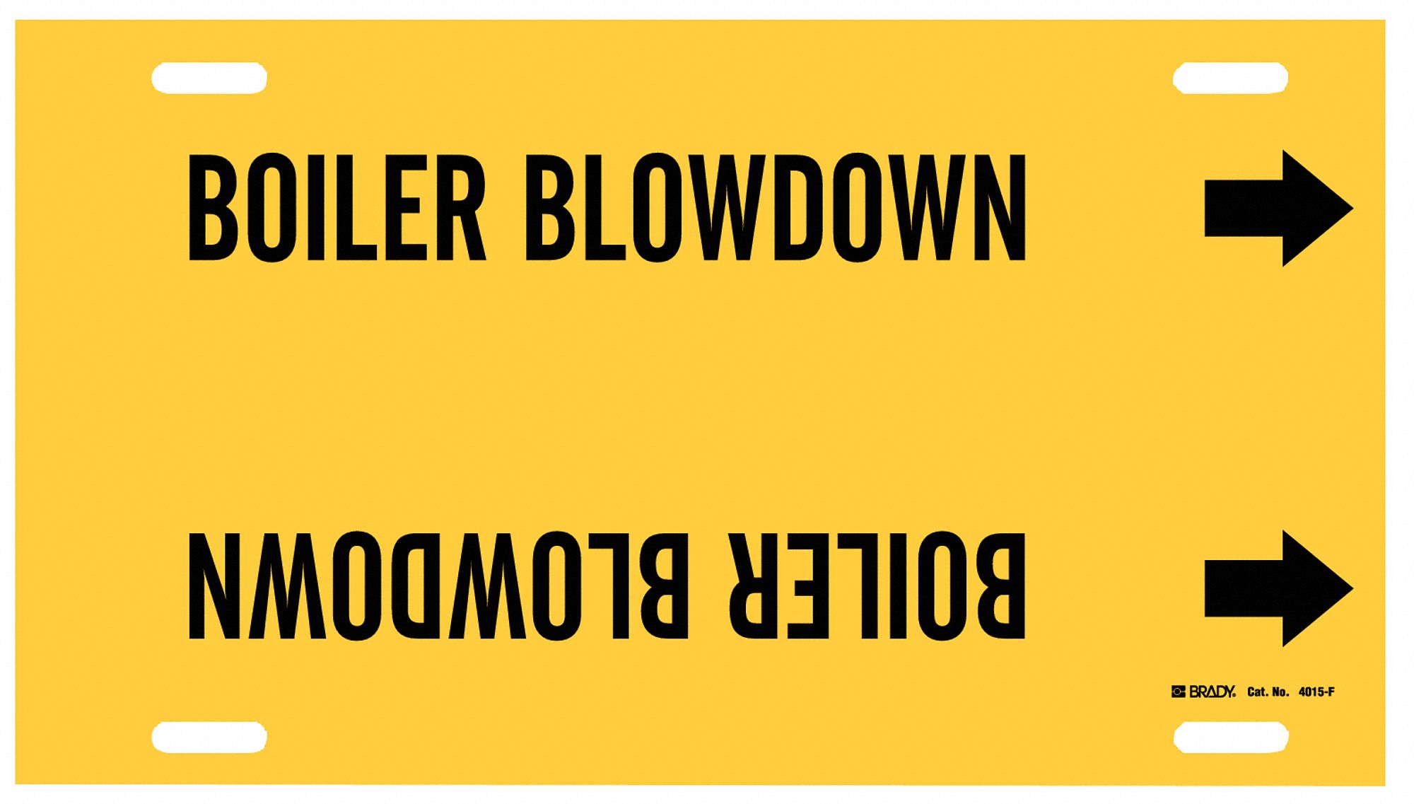 Pipe Marker: Boiler Blow Down, Yellow, Black, Fits 6 to 7 7/8 in Pipe O.D., 1 Pipe Markers