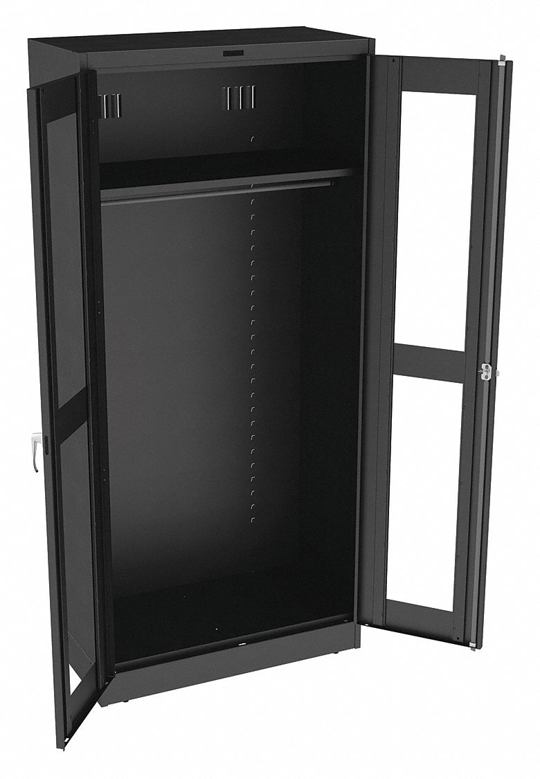 STORAGE CABINET, 36 X 18 X 78 IN, 1 ADJUSTABLE SHELF, SWING HANDLE/KEYED, LEVELING, BLACK