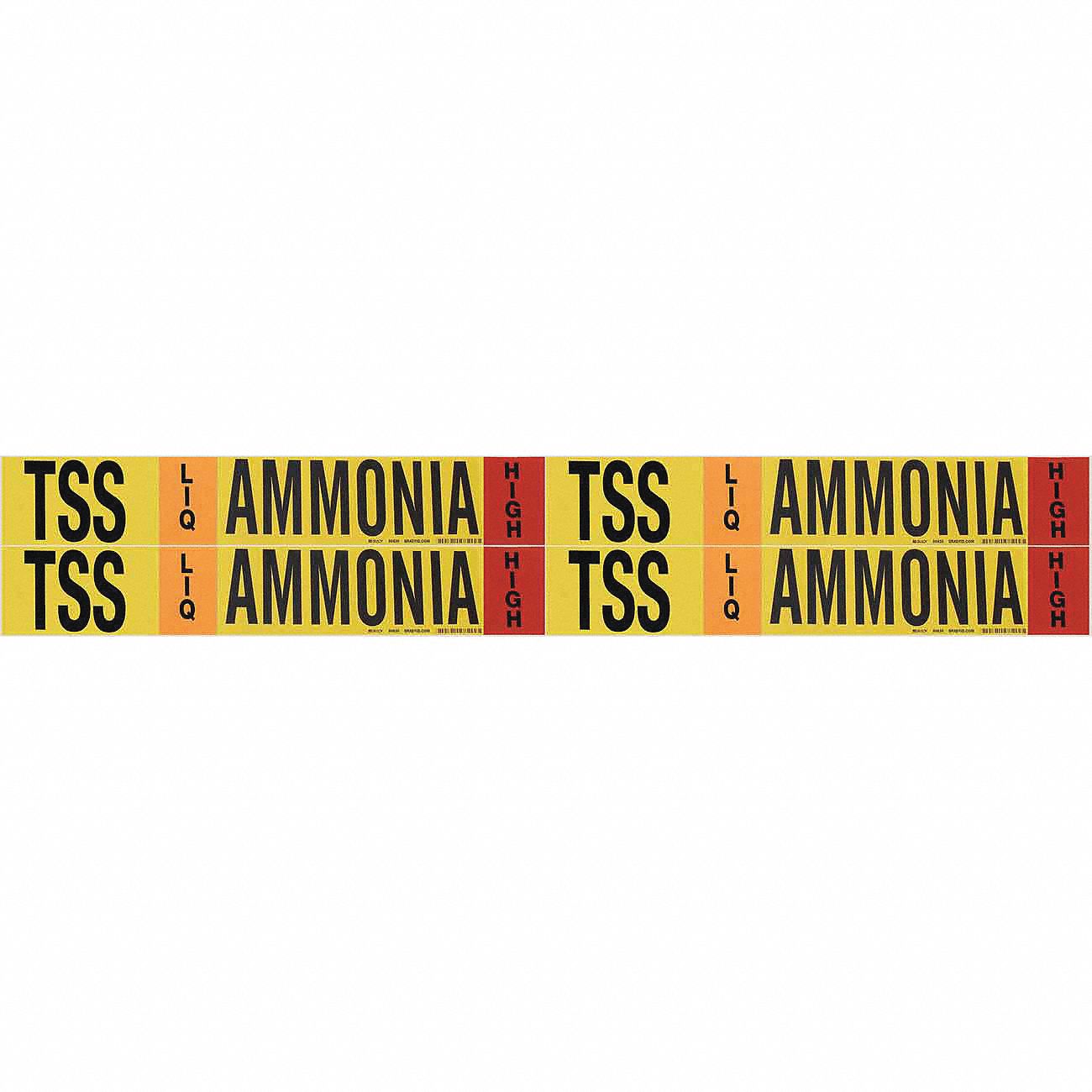 Pipe Marker: TSS, LIQ, High, Fits 3/4 to 2 3/8 in Pipe O.D., 4 Pipe Markers, Without