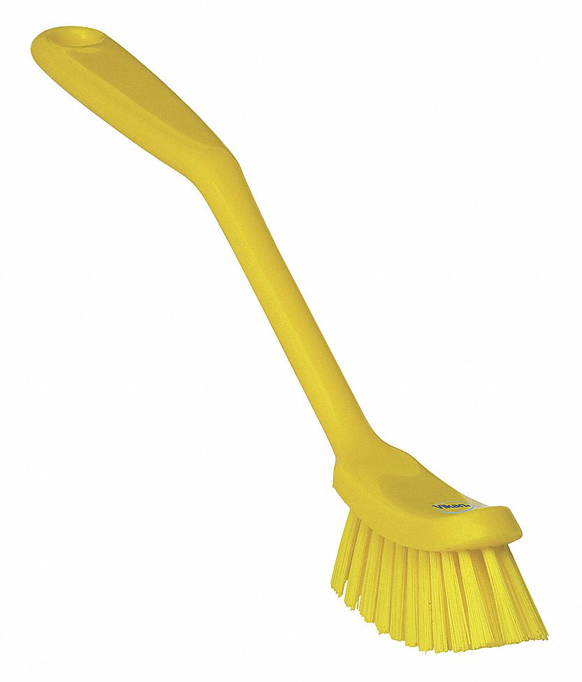 DISH BRUSH, STIFF, YELLOW