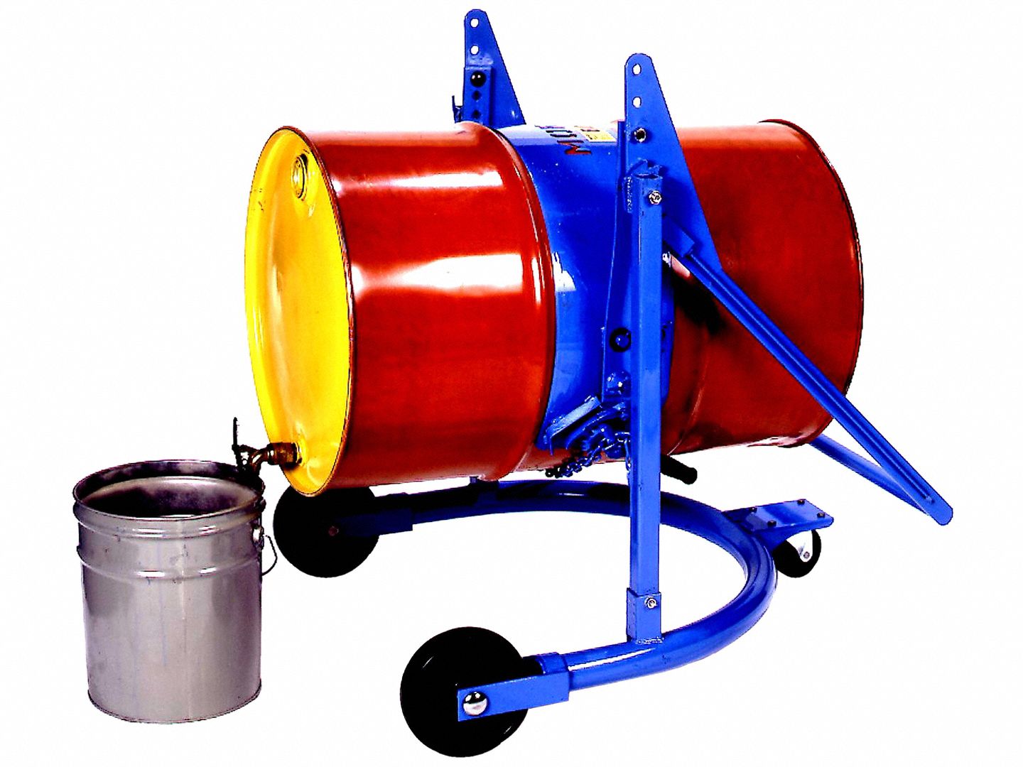 Drum Carrier: 800 lb Wt Capacity, For 55 gal Drum Capacity, Fiber/Metal, Body, Chain, Blue