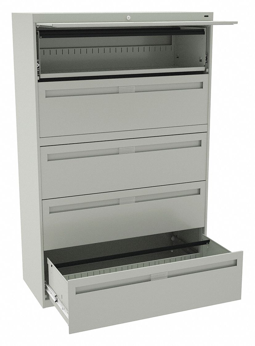 TENNSCO, 5 Drawers or Bins, Light Grey, Lateral File 9WEP8