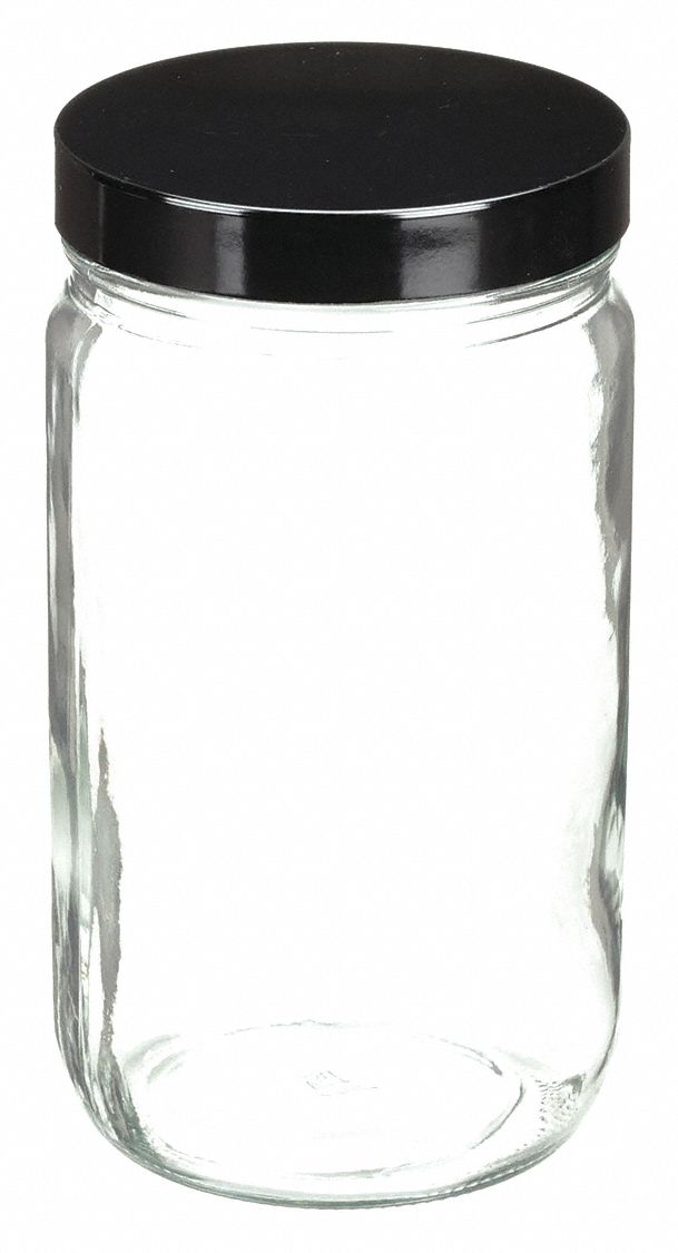 Jar: Soda Lime Glass, 1 L Capacity - mL, 33.8 fl oz Capacity - oz, Closure Included, 95 mm Body Dia