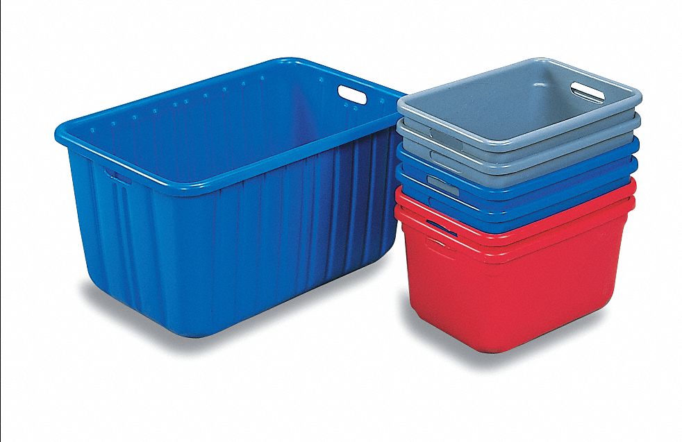 Nesting Container: 8.07 gal, 18 in x 12 1/2 in x 10 in, Blue, Less than 10 gal