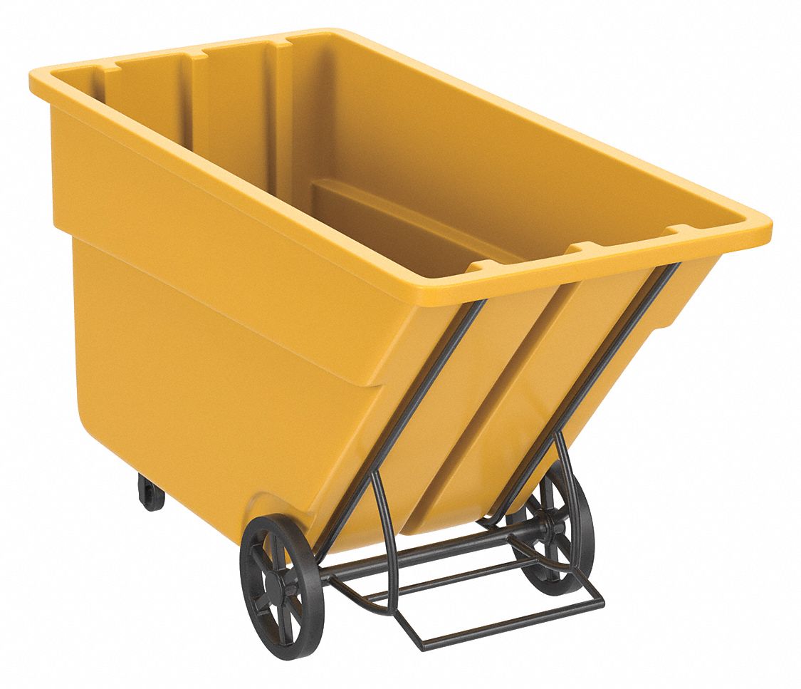 General Purpose Plastic Tilt Truck: 29 cu ft Cubic Foot Capacity, Orange, Raised