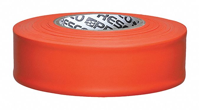 PRESCO PRODUCTS CO, Orange, 1 3/16 in Roll Wd, Taffeta Flagging Tape ...