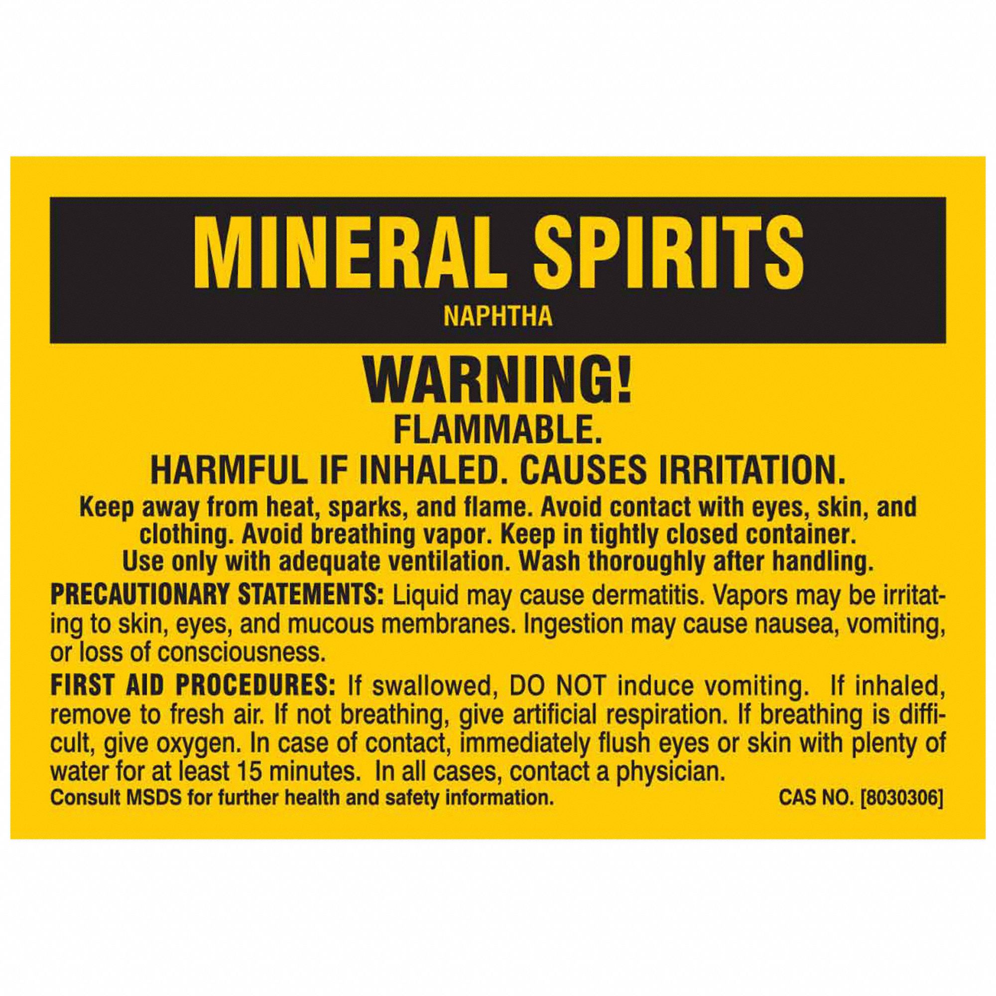Mineral Spirits, 3 1/2 in Ht, Label 9WLC97287QLS Grainger