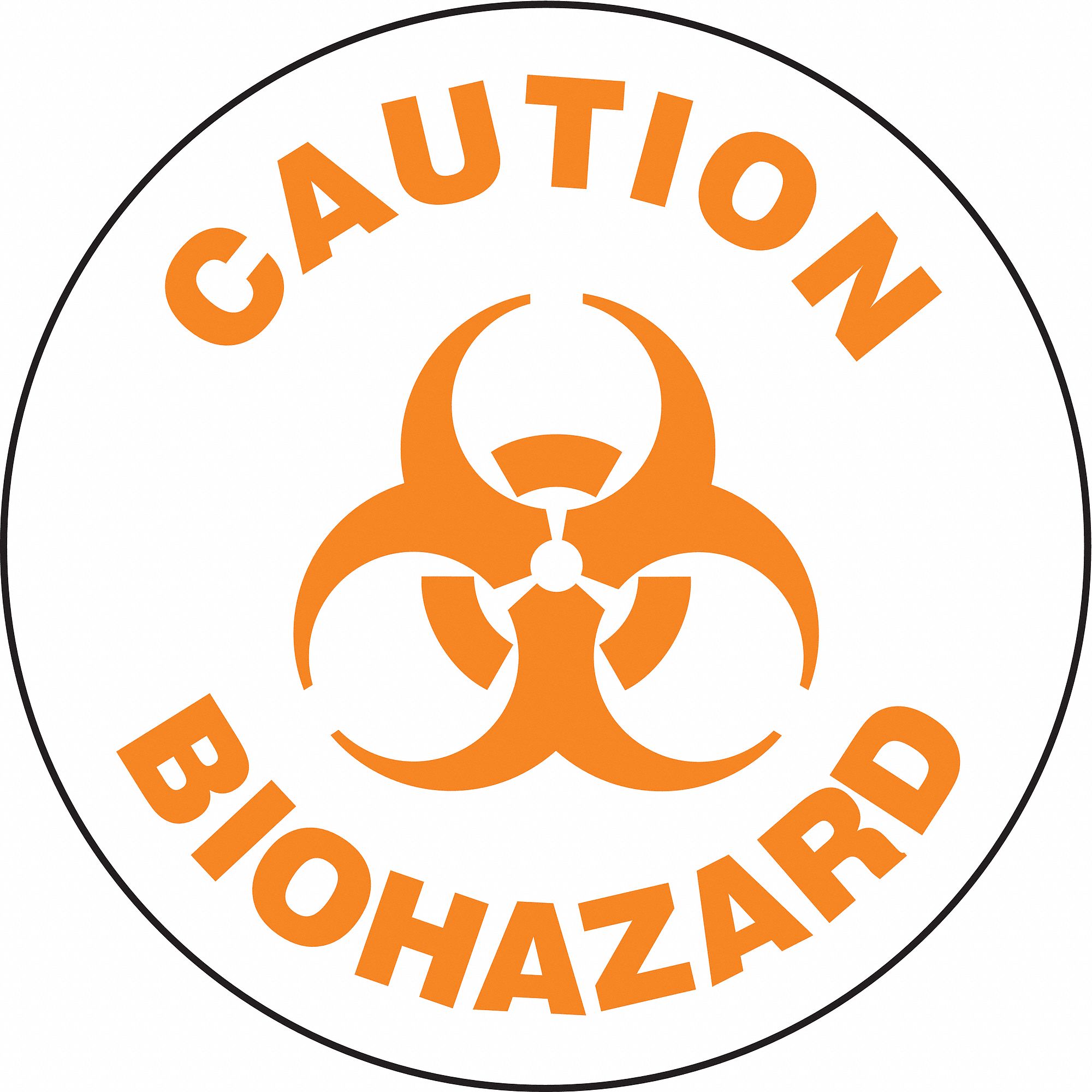 SLIP-GARD ROUND FLOOR SIGN, VINYL, CAUTION BIOHAZARD, NO HEADER, CIRCLE, 17 IN HEIGHT