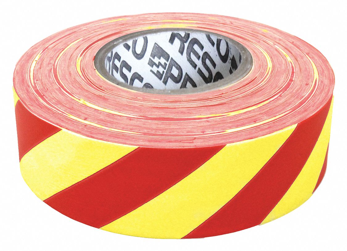PRESCO PRODUCTS CO Cinta para Marcar, Blanco/Rojo, Franjas Diagonales