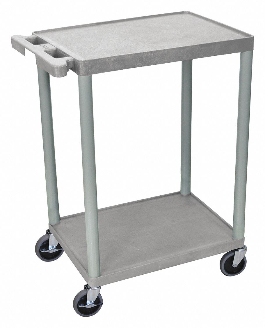 UTILITY CART WITH LIPPED PLASTIC SHELVES, 300 LB LOAD CAPACITY, 24 IN X 18 IN, GREY