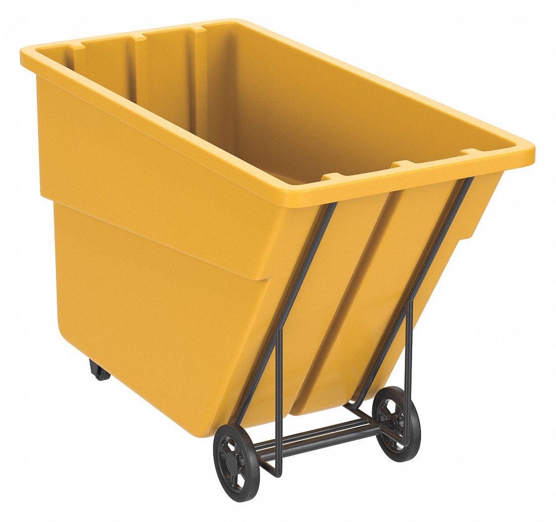 General Purpose Plastic Tilt Truck: 16 cu ft Cubic Foot Capacity, Orange, Raised