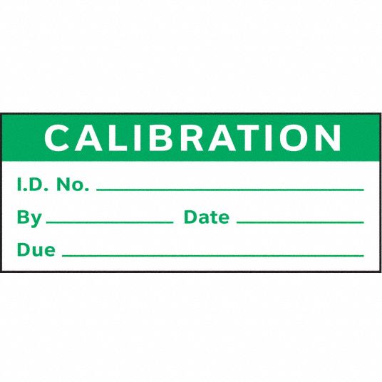 Calibration, 1 1/2 in Wd, Calibration Label - 8AY04