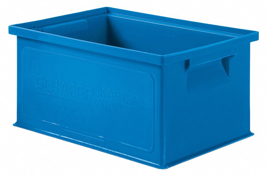 SOLID WALL STACKING CNTNER,13X9X6,BLUE