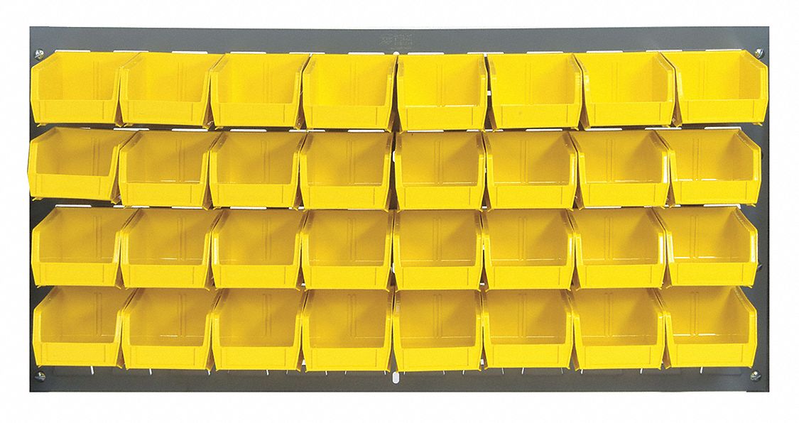 Louvered Panel: 20 in x 36 in x 1/4 in, 1 Sides, 32 Bins, Gray