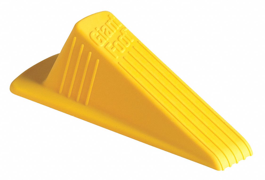 Door Wedge XL: Yellow, Thermo Plastic Elastomer Santoprene, 2 in Ht, 6 3/4 in Lg