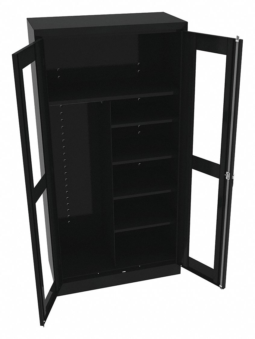 STORAGE CABINET, 36 IN X 18 IN X 72 IN, 5 SHELVES, SWING HANDLE/KEYED, 24 GA PANEL, ADJUSTABLE