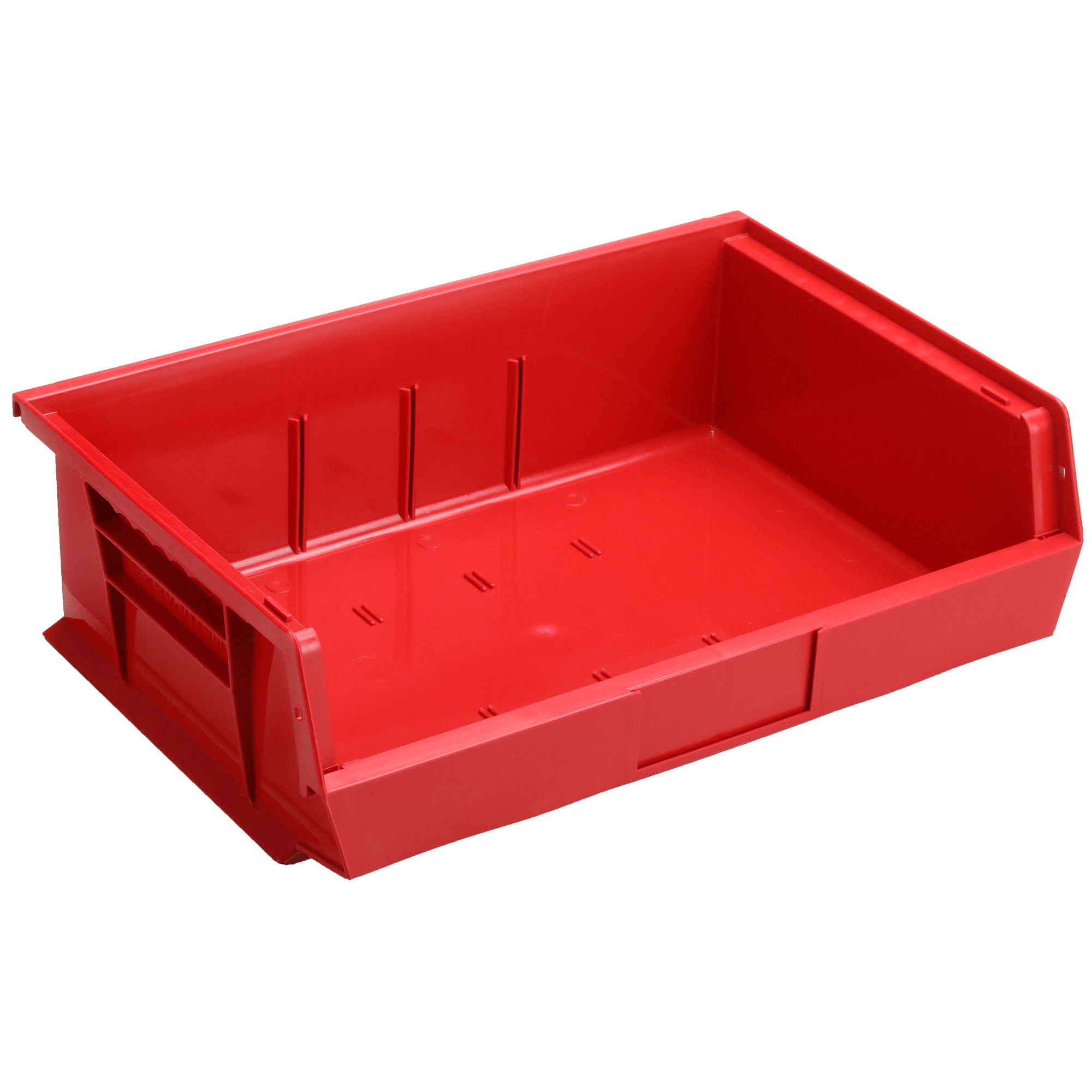 Hang and Stack Bin: 16 1/2 in x 10 7/8 in x 5 in, Red, Label Holder Included