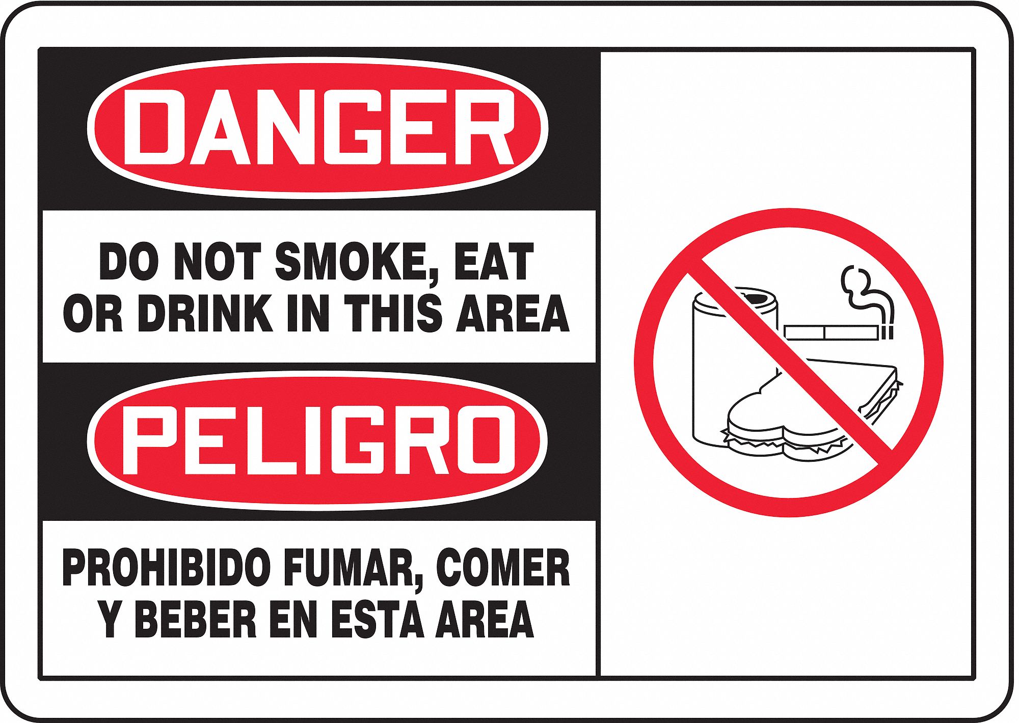 Danger No Smoking Sign,10 x 14In,AL,SURF