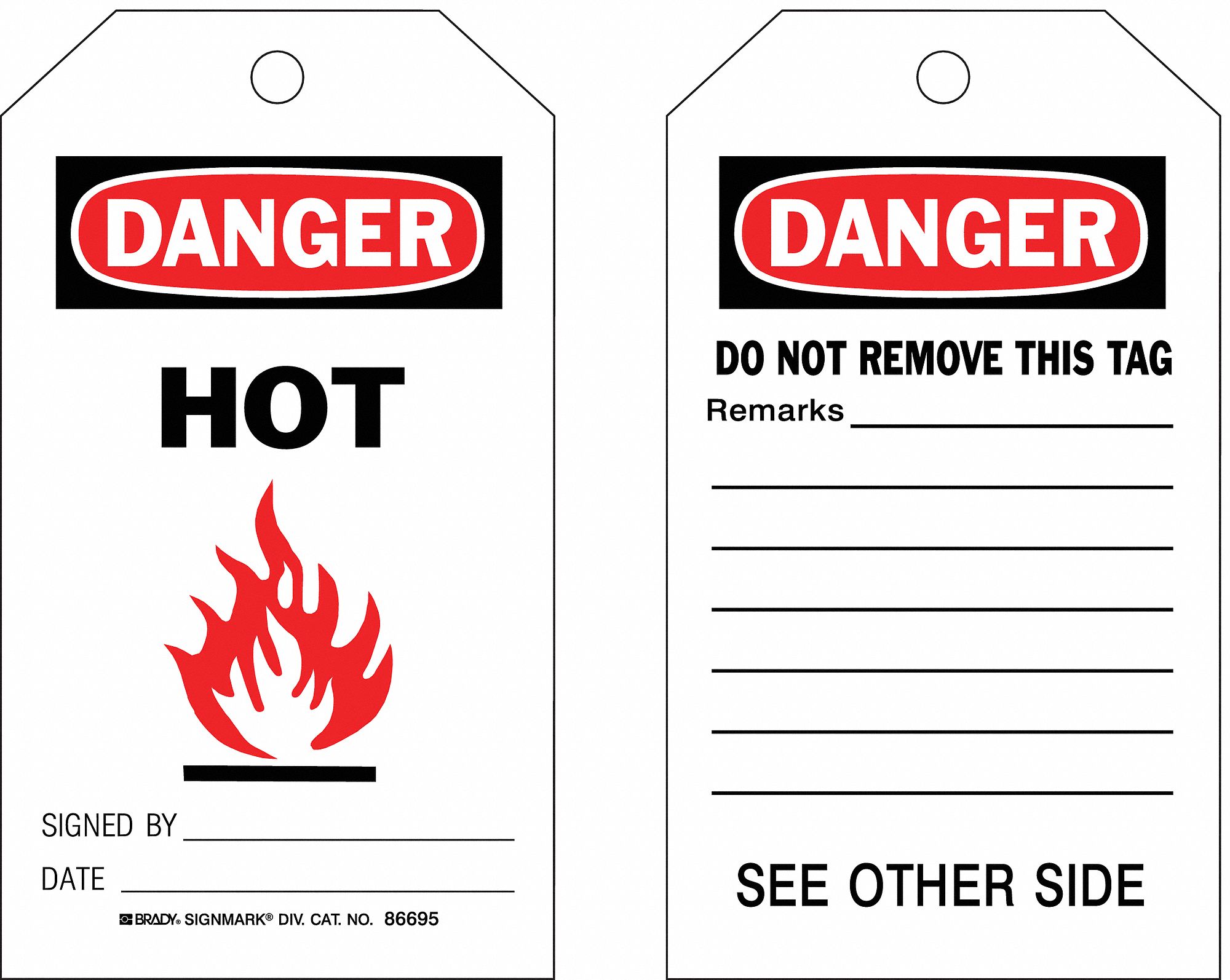 Black/Red/White, Cotton String, Danger Tags - 9X188|86695 - Grainger