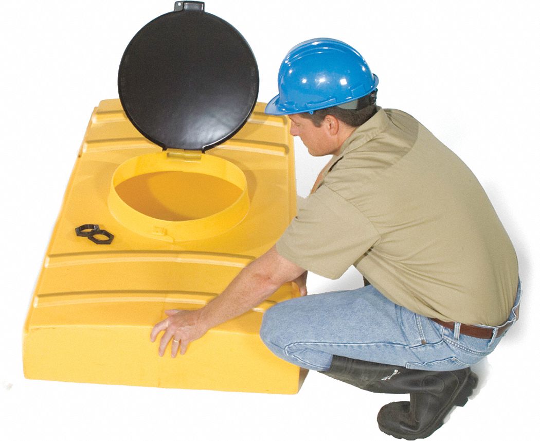 TANK CONTAINMENT UNIT, 65 GALLON CAPACITY, 61 X 32 X 12½ IN, YELLOW