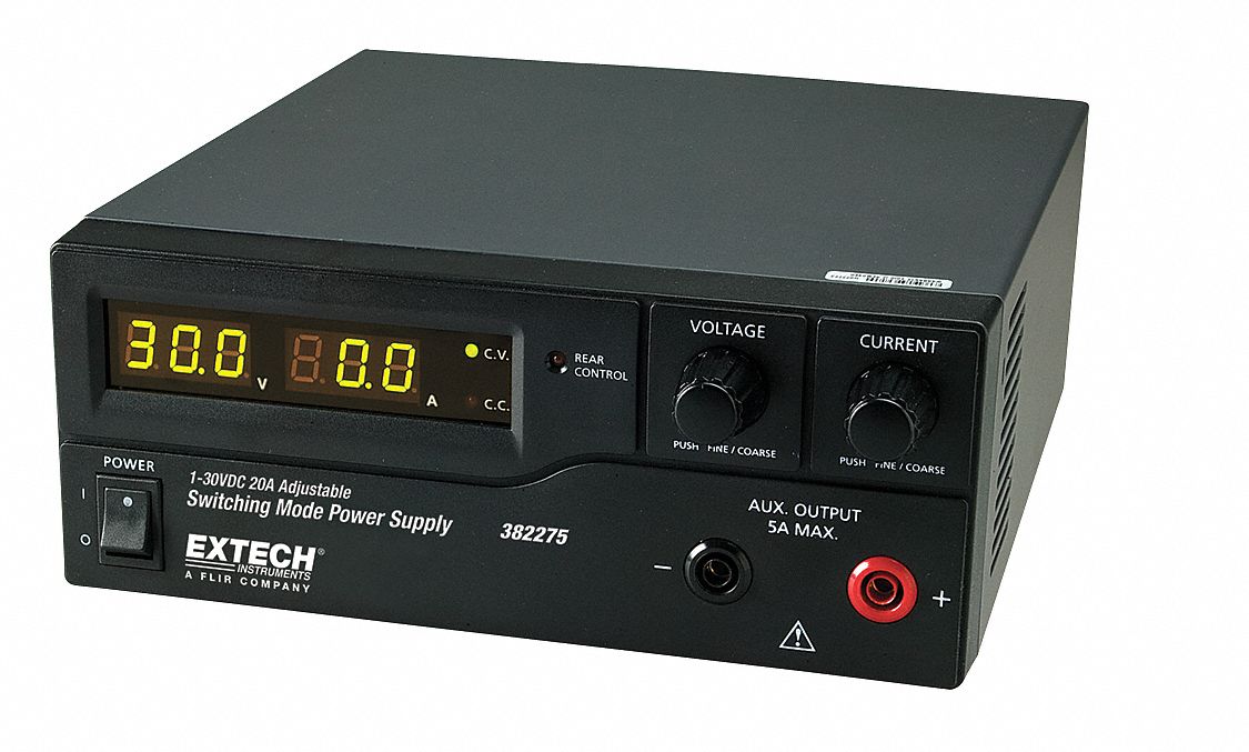 DC Power Supply: Switching Digital DC, 3.5 in H x 7.9 in W x 8.5 in D, 1 V Volt Output - Min