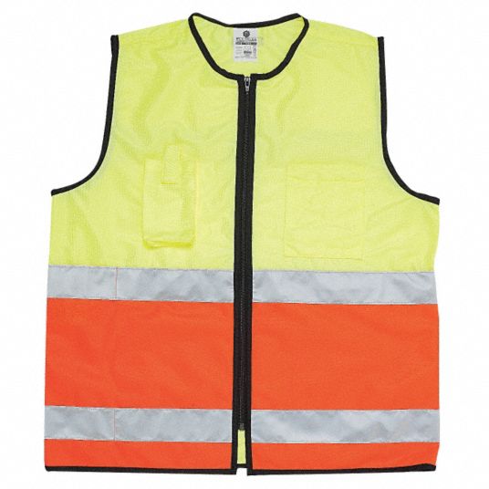 GRAINGER APPROVED EMS Zipper Safety Vest, Type P, Class 2, High