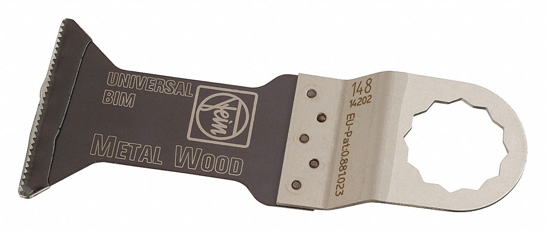 Oscillating Tool Blade: 1 3/4 in Blade Wd, 2 3/8 in Overall Lg, Flush Cutting, Bi-Metal