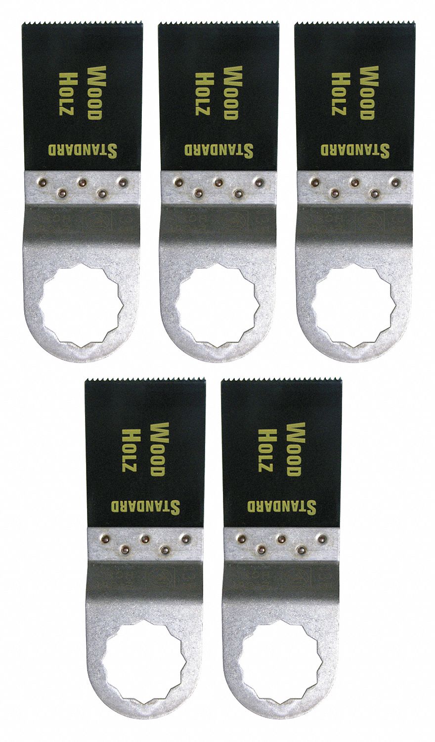 Oscillating Tool Blade: 1 3/8 in Blade Wd, 2 in Overall Lg, Flush Cutting, Carbon Steel, 5 PK